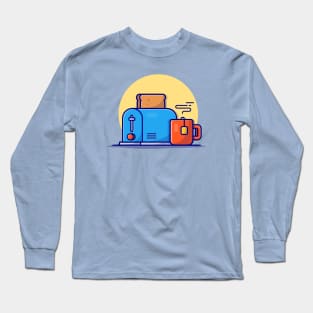 Toaster Bread And Tea Cartoon Vector Icon Illustration Long Sleeve T-Shirt